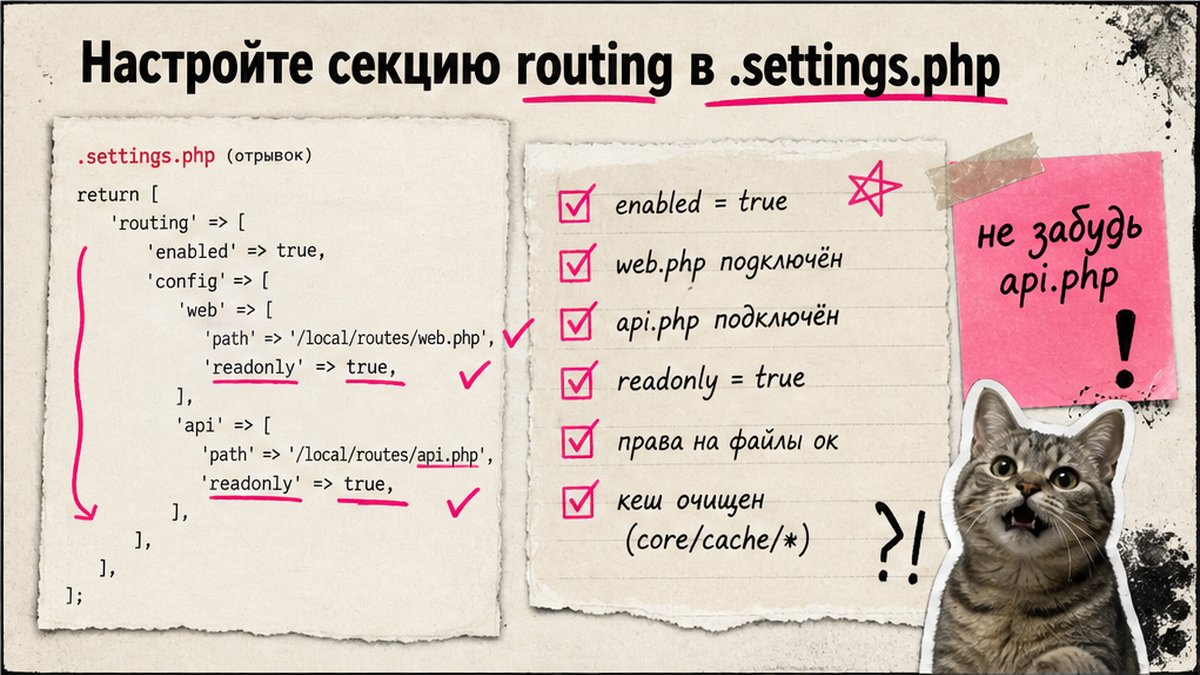 Чеклист настройки секции routing в .settings.php Битрикс