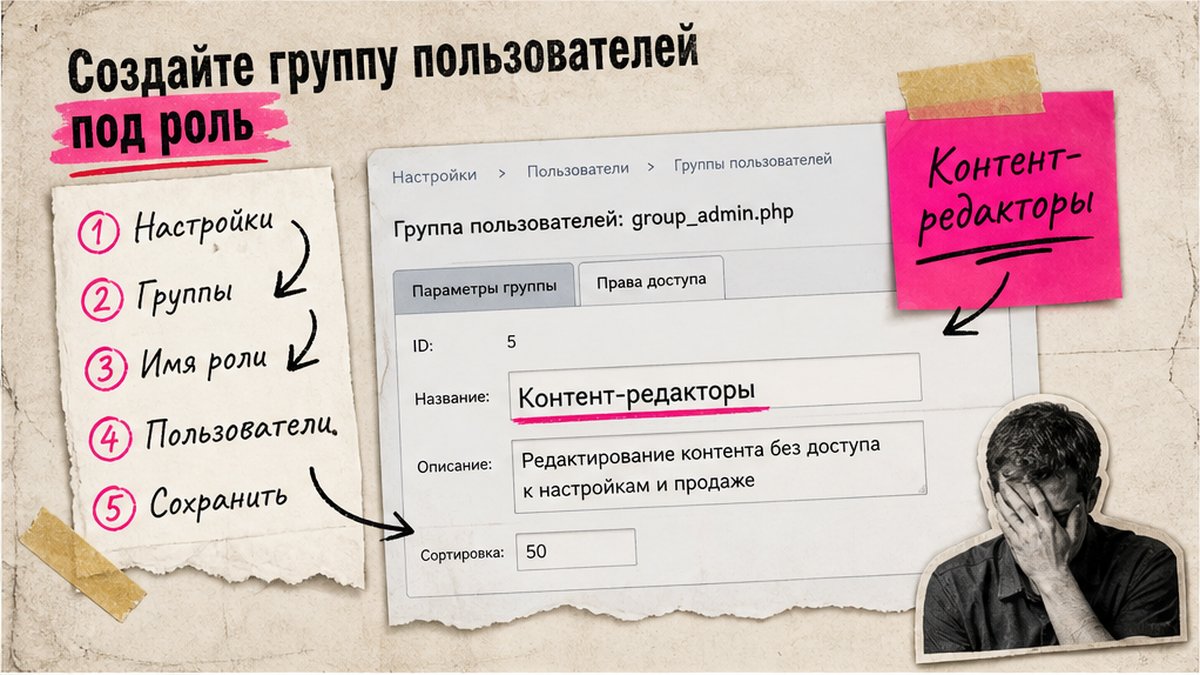 Схема создания группы пользователей под роль в Битрикс