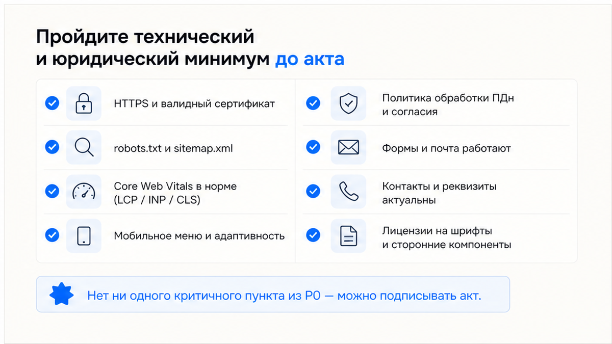Технический чек-лист проверки сайта перед оплатой: HTTPS, скорость, 152-ФЗ