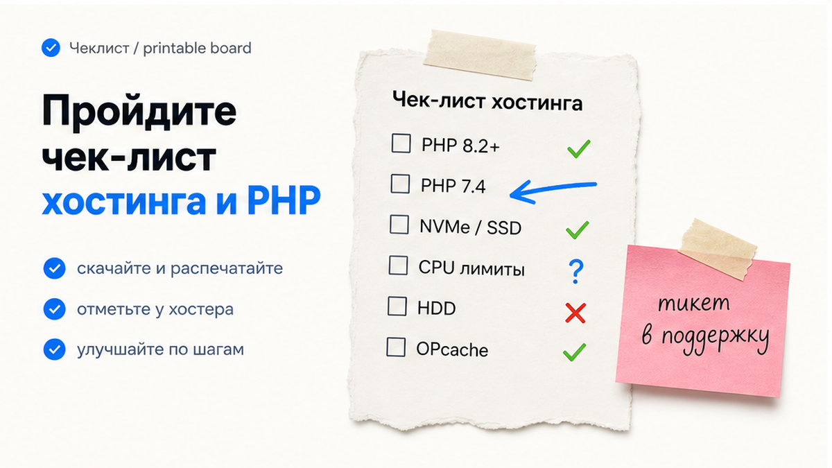 Чек-лист хостинга для Битрикс: PHP 8.2 NVMe тариф лимиты