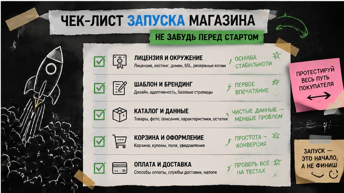 Чек-лист этапов запуска интернет-магазина на Битрикс