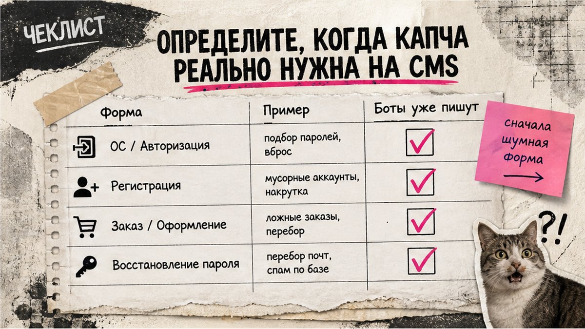 Чеклист: когда включать капчу на формах CMS Битрикс