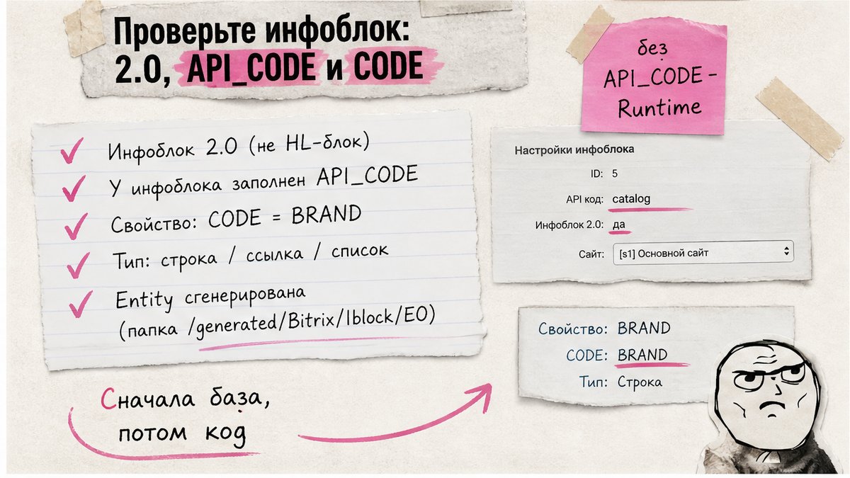 Чеклист проверки инфоблока 2.0, API_CODE и CODE свойств