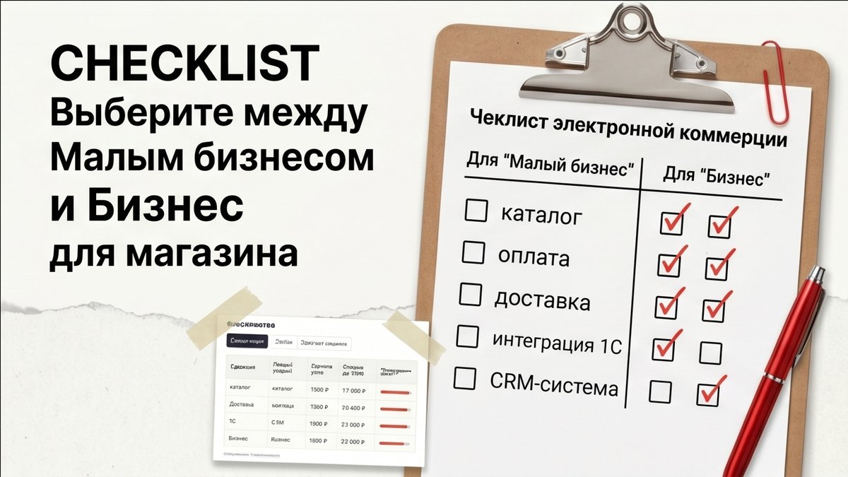 Чеклист выбора между Малым бизнесом и Бизнес для интернет-магазина