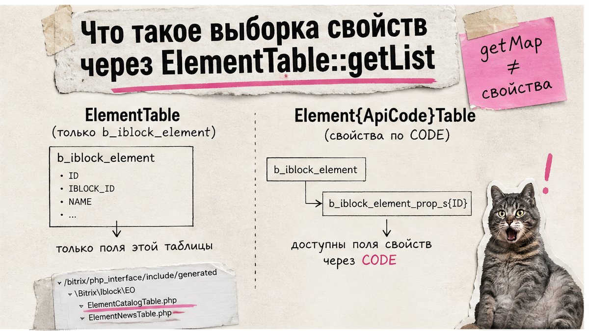 Сравнение ElementTable и ApiCodeTable для выборки свойств D7 ORM