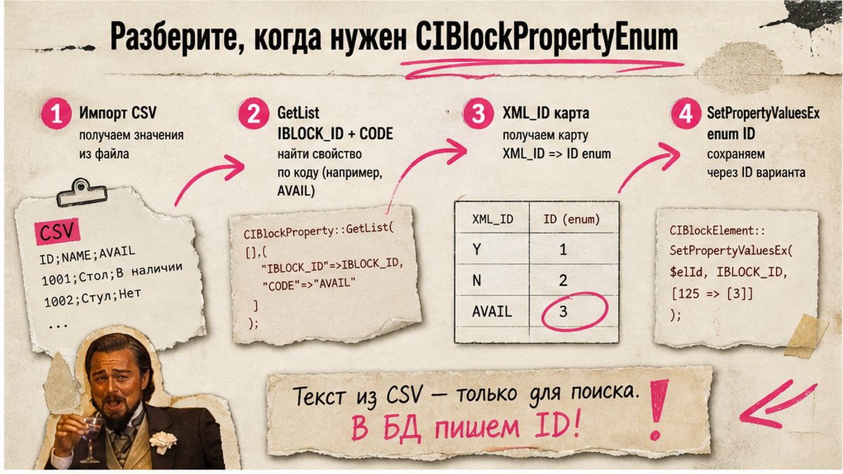 Схема workflow: когда использовать CIBlockPropertyEnum для справочника вариантов