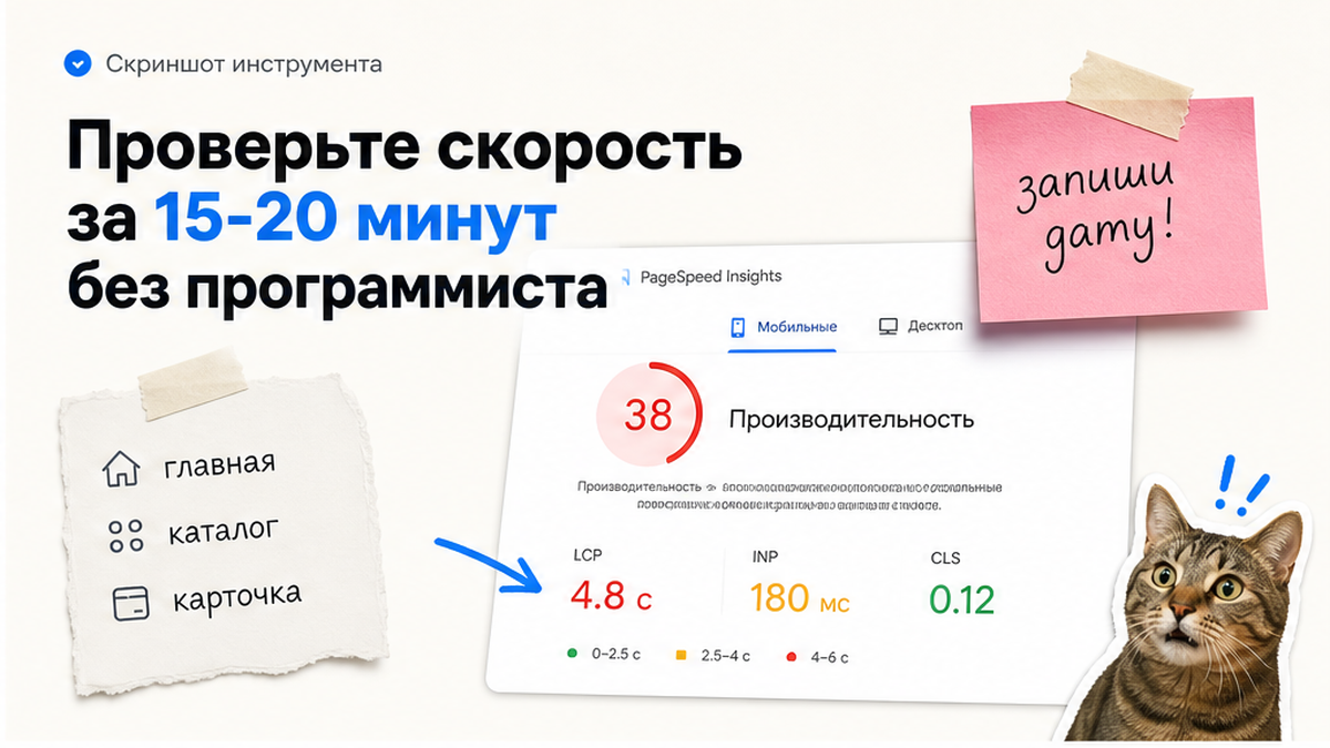 PageSpeed Insights mobile: LCP INP CLS для сайта на Битрикс