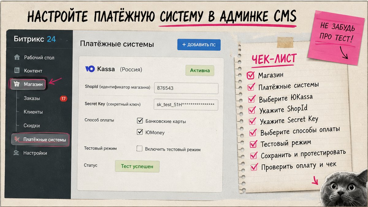 Чеклист настройки платёжной системы в админке CMS 1С-Битрикс