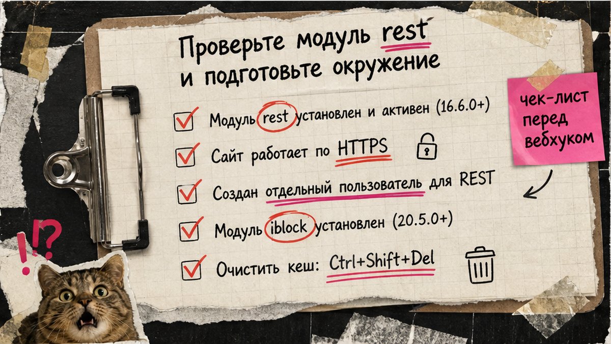 Чеклист подготовки REST: модуль, SSL, пользователь, кеш