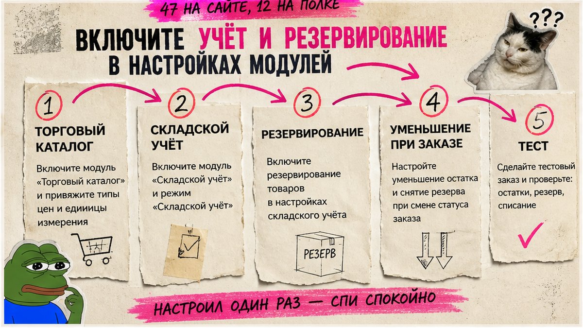 Схема включения учёта и резервирования в модулях 1С-Битрикс
