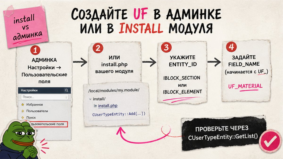 Workflow: создание UF в админке Битрикс или через install модуля