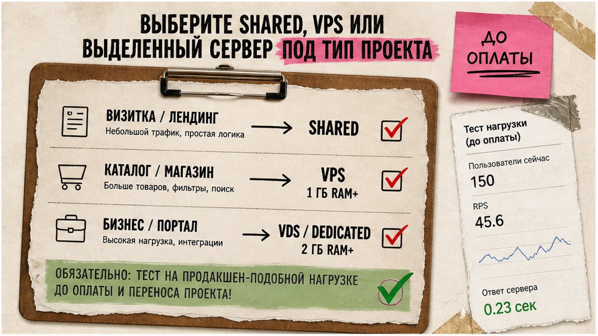 Чеклист выбора shared, VPS или VDS под редакцию и нагрузку Битрикс