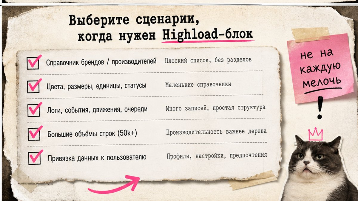 Чеклист из пяти сценариев использования Highload-блоков в 1С-Битрикс