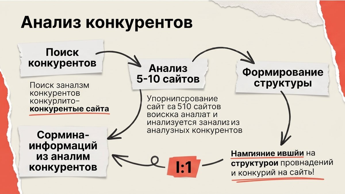 Схема анализа 5-10 конкурентов перед структурой сайта