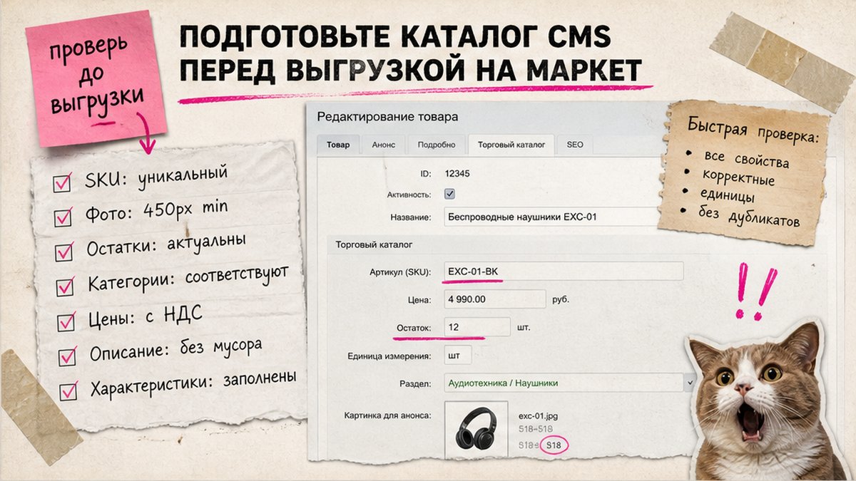 Чеклист подготовки каталога Битрикс перед выгрузкой на Яндекс Маркет