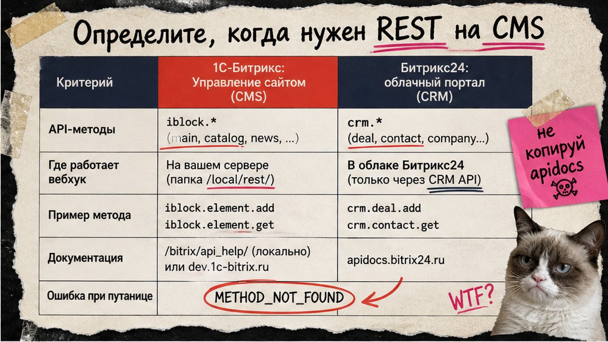 Сравнение REST на CMS и облачном CRM Bitrix24
