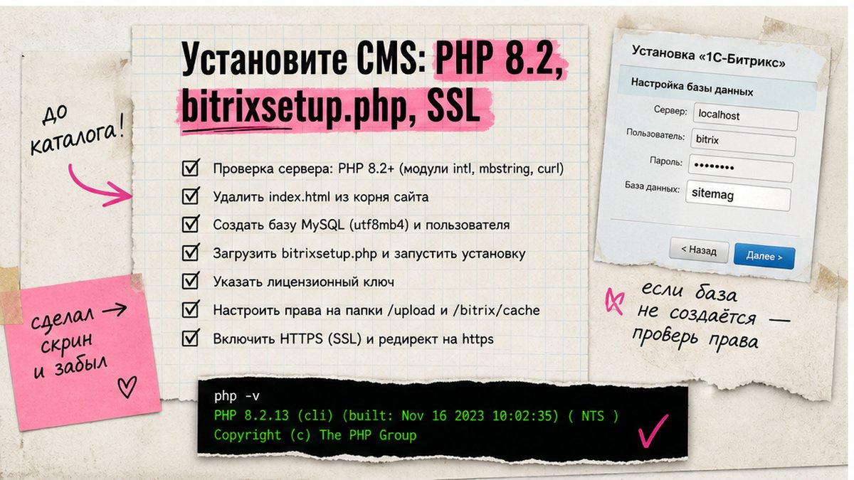 Чек-лист установки 1С-Битрикс CMS на хостинг