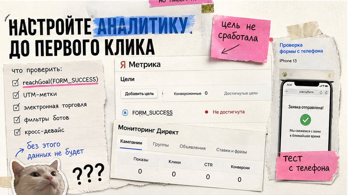 Яндекс Метрика цели reachGoal на успешную отправку формы, UTM в CRM, мониторинг сайта Директ