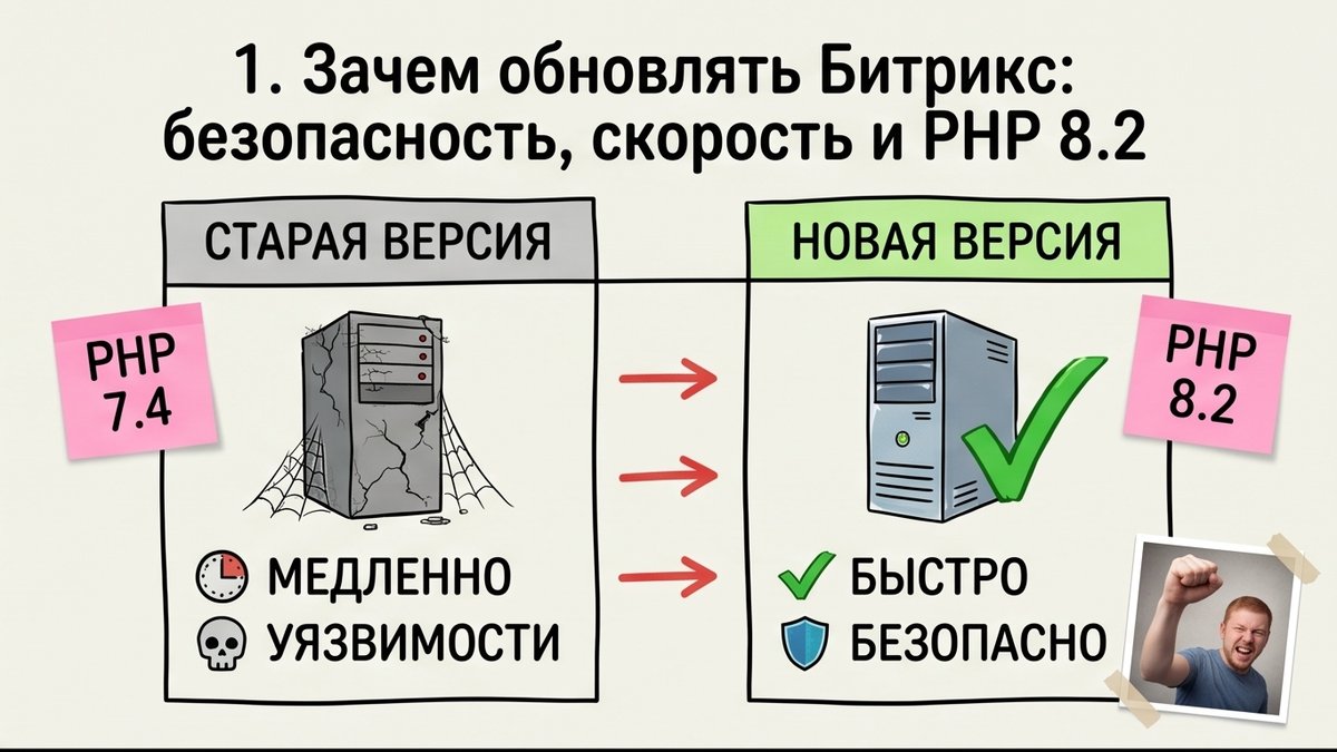 Сравнительная таблица: зачем обновлять Битрикс и PHP