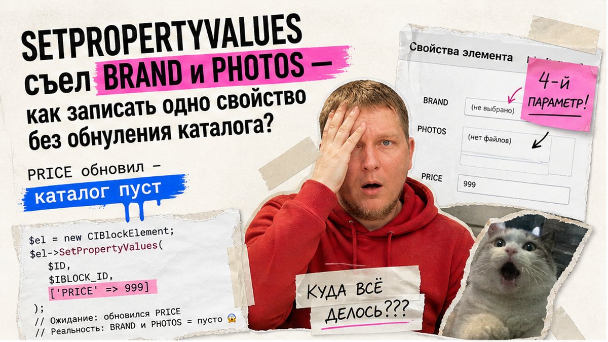 Как записать свойства элемента инфоблока в Битрикс через SetPropertyValues?
