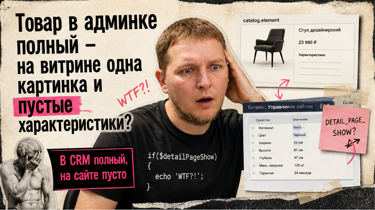 Как настроить карточку товара на 1С-Битрикс и вывести свойства на витрине?