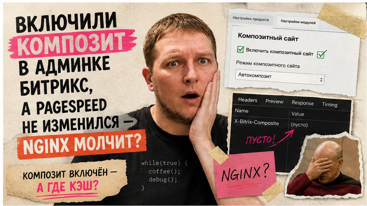 Как настроить композитный сайт на 1С-Битрикс и проверить кэш?