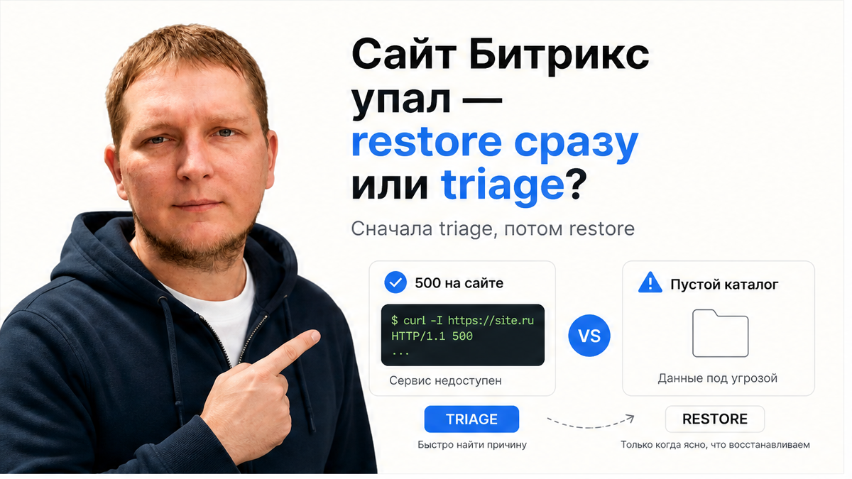 Как восстановить сайт на 1С-Битрикс, если он упал: triage 15–30 минут